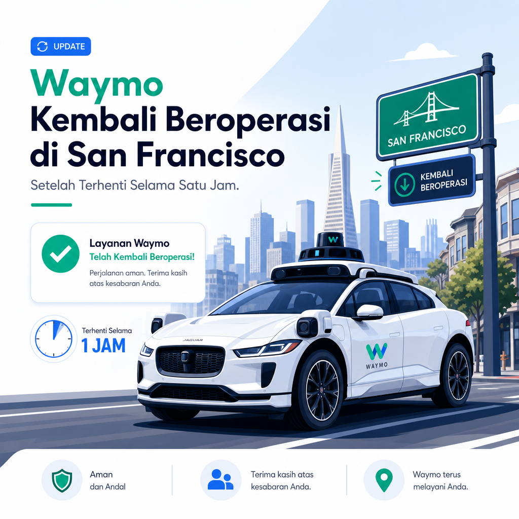 Waymo Kembali Beroperasi di San Francisco Setelah Terhenti Selama Satu Jam